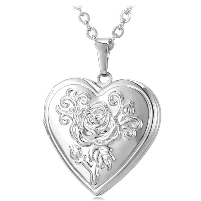 Vintage Rose Heart Pendant